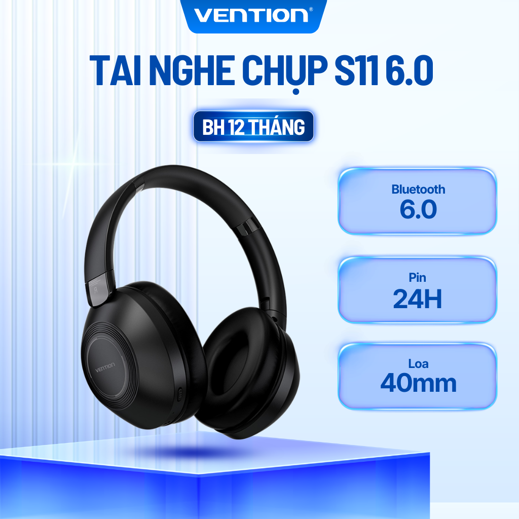 Vention SoundMate S11 - Tai nghe chụp tai không dây Bluetooth 5.3 màu Đen
