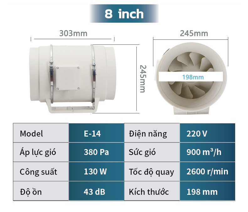 🔥 Quạt thông gió hút mùi đường ống đa năng hiệu suất cao / (Thông gió phòng ngủ/phòng tắm/nhà bếp) /