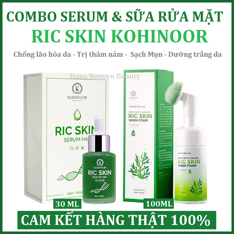 COMBO SERUM VÀ SỮA RỬA MẶT RIC SKIN LOẠI BỎ MỤN  NÁM TÀN NHAN DƯỠNG TRẮNG DA