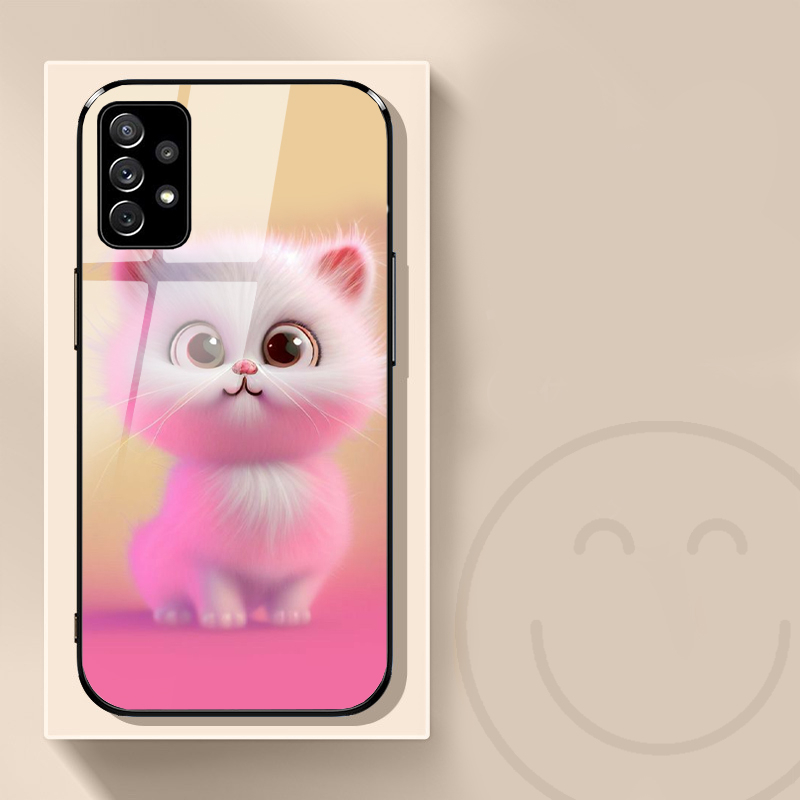Ốp Lưng SAMSUNG A32 A32 5G A52 A52S 5G A72 mặt kính in hình gấu dễ thương