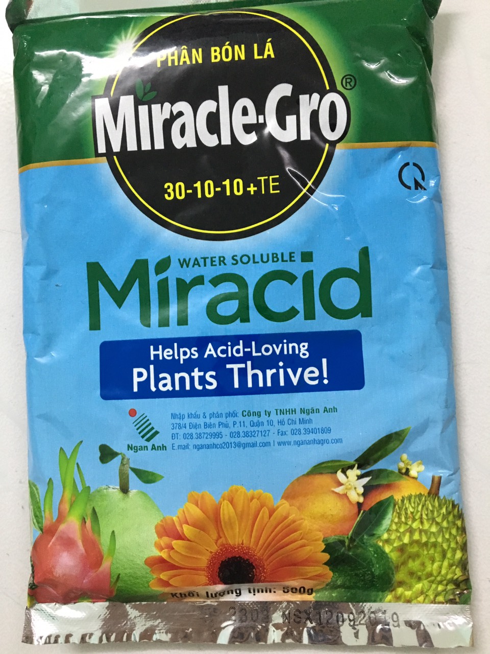 PHÂN BÓN Lá NPK HÀ LAN Miracle-Gro 30-10-10 + TE  Gói 500g