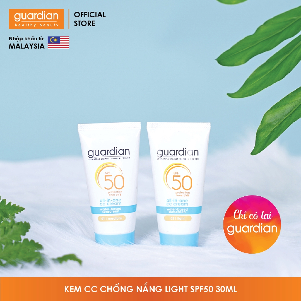 Kem chống nắng Guardian all in one CC Cream 02 light SPF50 30ml