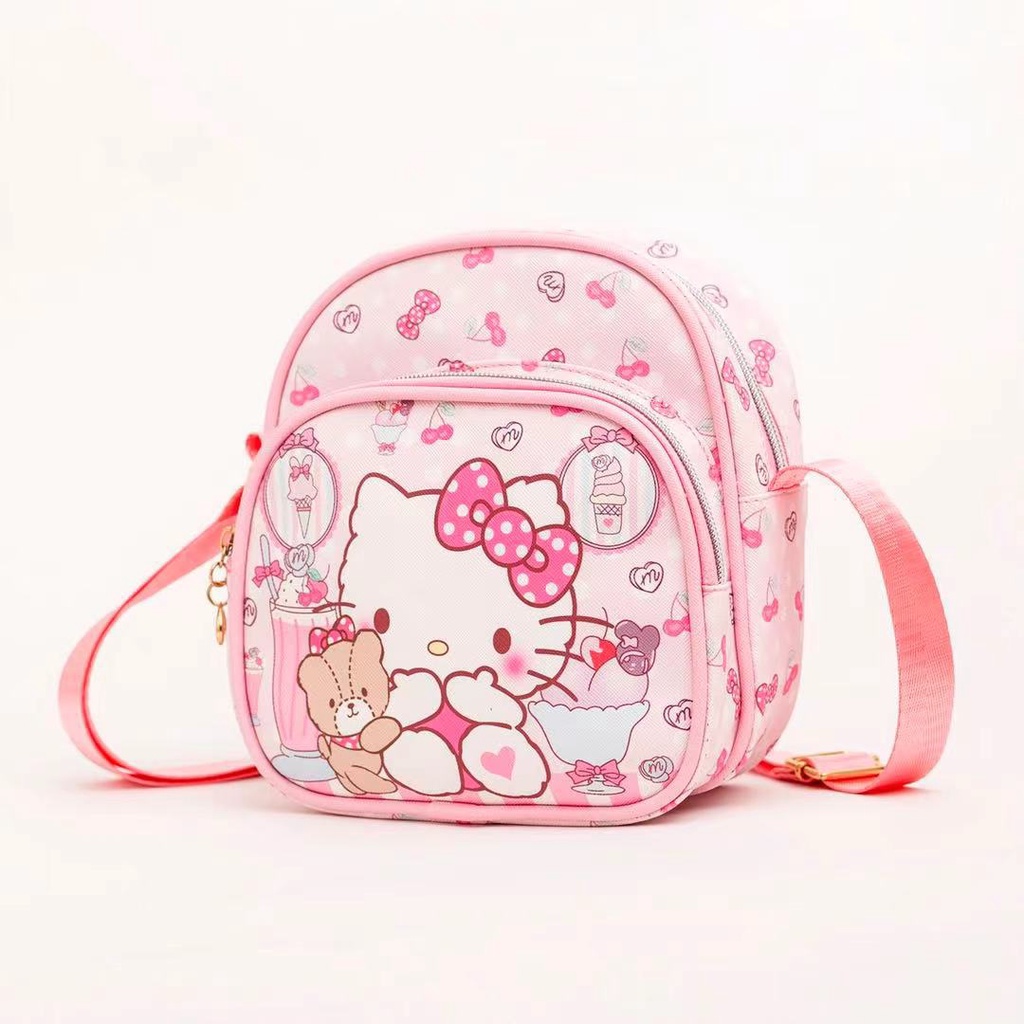 [Hàng sẵn] Túi da đeo chéo chống thấm nước hình Hello Kitty cho bé đi học mẫu giáo Túi đeo chéo Hell