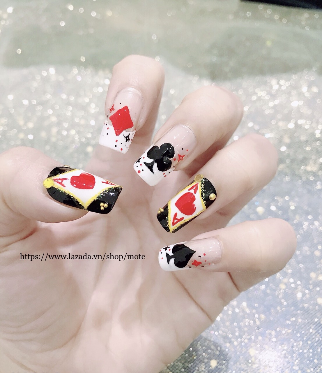 [Hcm] - Móng Tay Úp Nails Hình Lá Bài Thời Trang 1 - Tặng Keo Và Dũa