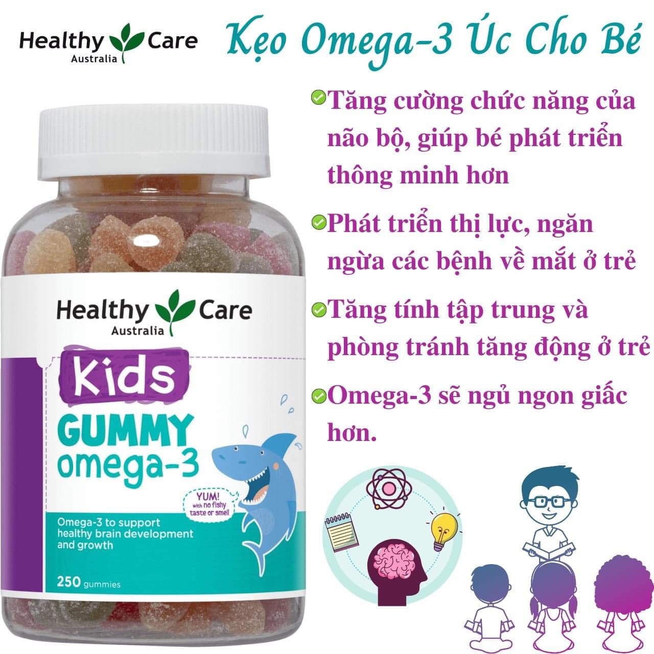 kẹo dẻo gummy omega 3 healthycare
