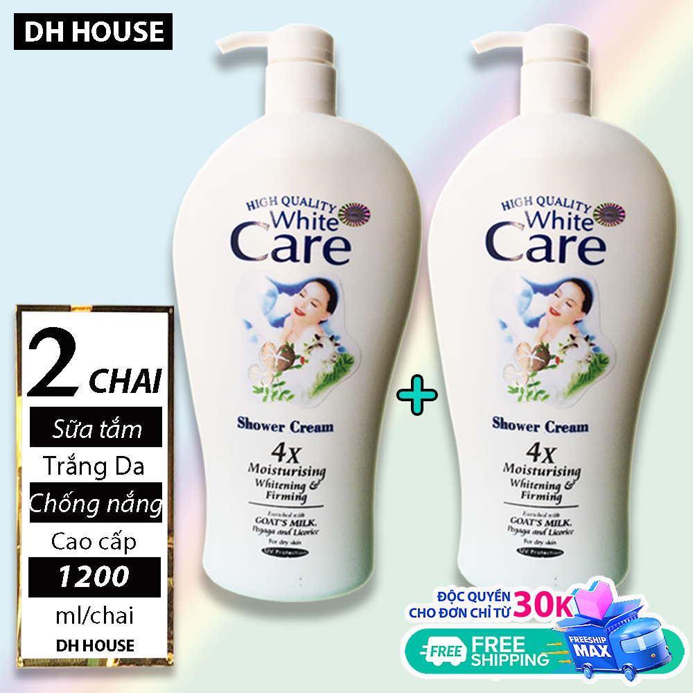 [Hcm][ Trắng Da Chống Nắng] Combo 2 Chai Sữa Tắm Dê White Care Cao Cấp Chai Khổng Lồ 1200Ml X 2 Chai Hsd Đến Tháng 10 - 2023