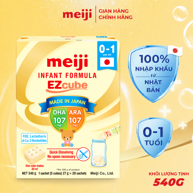 Sản Phẩm Dinh Dưỡng Công Thức Meiji Infant Formula EZcube - Nhập khẩu chính hãng (540g)