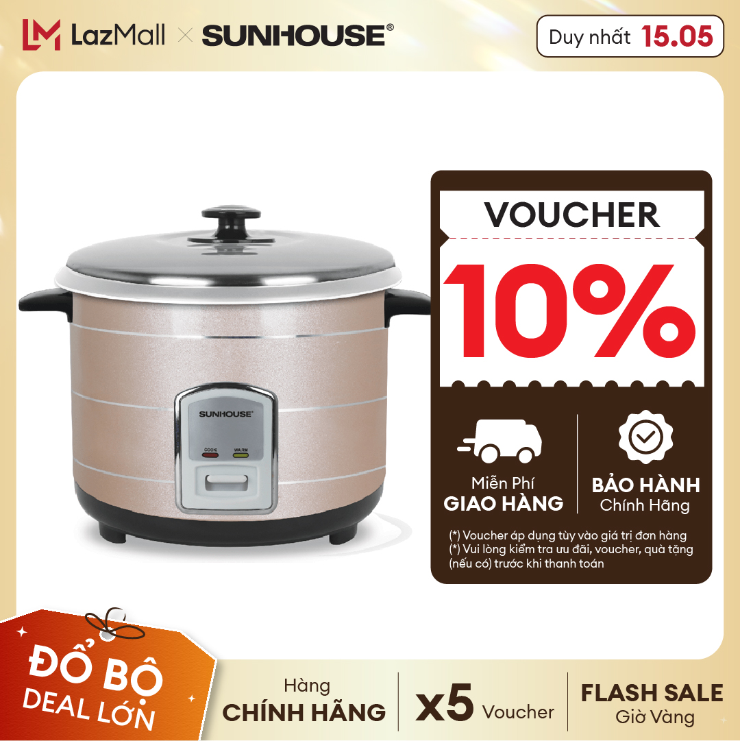 Nồi cơm điện nắp rời SUNHOUSE SHD8105 - Dung tích 1.2L - Công suất 500W - Thích hợp 2 - 4 người sử d