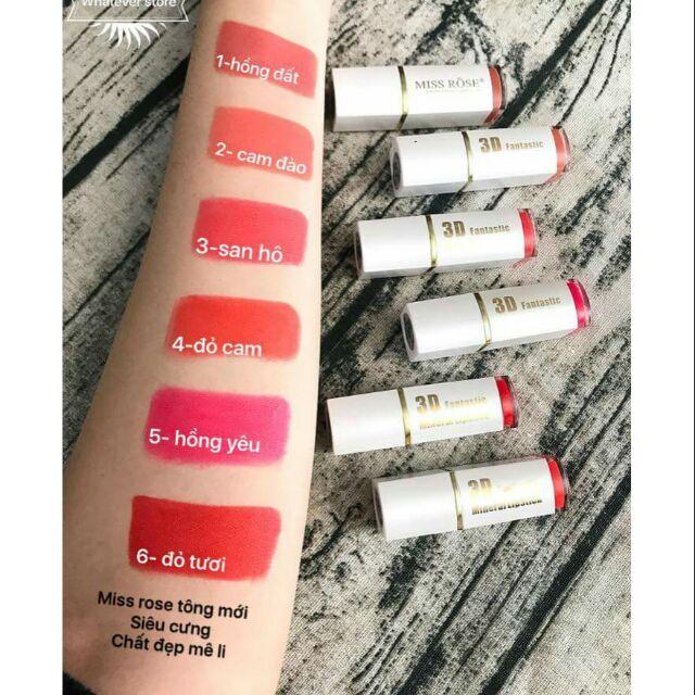 [HCM]Son Miss Rôse 3D Trắng Với 6 Tông Màu Sang Chảnh