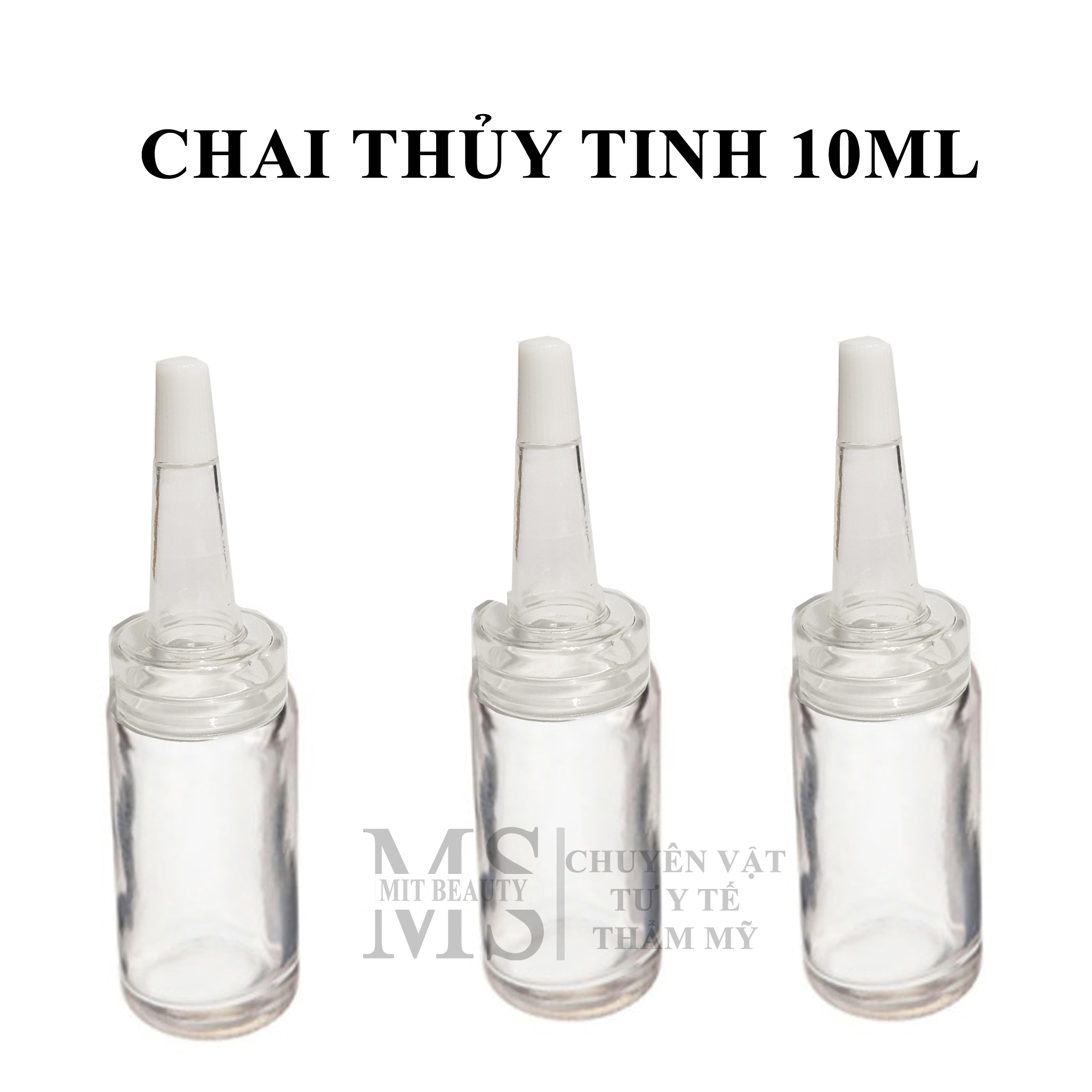 Combo 10 chai thủy tinh 10cc + 10 nắp nhựa lọ thủy tinh trắng 10ml chiết serum tế bào gốc tinh chất
