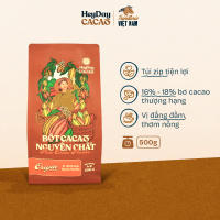 Bột cacao nguyên chất Việt Nam không đường Heyday - Túi Zip 500g - Dòng Origin 16% - 18% bơ cacao tự nhiên - Hỗ trợ giảm cân - Keto - Vị socola nguyên bản