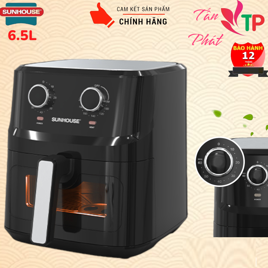NỒI CHIÊN KHÔNG DẦU 9L hoặc 6.5L SUNHOUSE SHD4035 SHD4030 BH12 THÁNG CHÍNH HÃNG
