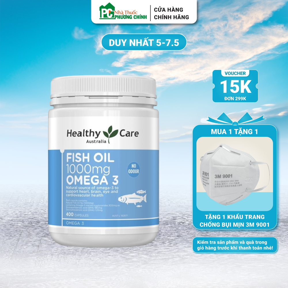 Dầu Cá Omega 3 Fish Oil Healthy Care Úc - Bổ Sung Axit Béo Omega 3 (DHA EPA) Giúp Bổ Não Và Bảo Vệ Tim Mach