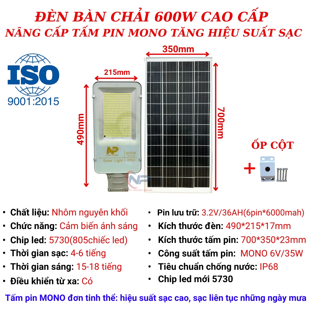 [0Đồng Vận Chuyển]Đèn Led Năng Lượng Mặt Trời Đèn Năng Lượng mặt trời Ngoài sân tự sáng NHẬT PHONG SOLAR trang trí 2026 noel Đèn Đường Liền Thể công suất 300W-500W-600w800wTấm pin liền đèn điều khiển từ xa chống nước IP65BH 2 nă