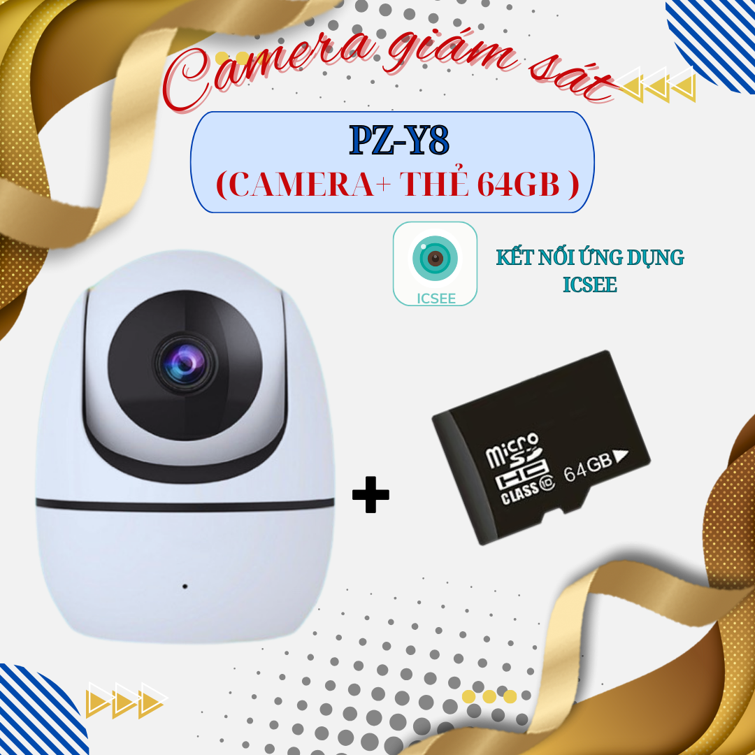 Camera an ninh iCSee PZ-Y8 camera trong nhà  - Đàm thoại hai chiều- Báo động âm thanh -  Nhận diện c