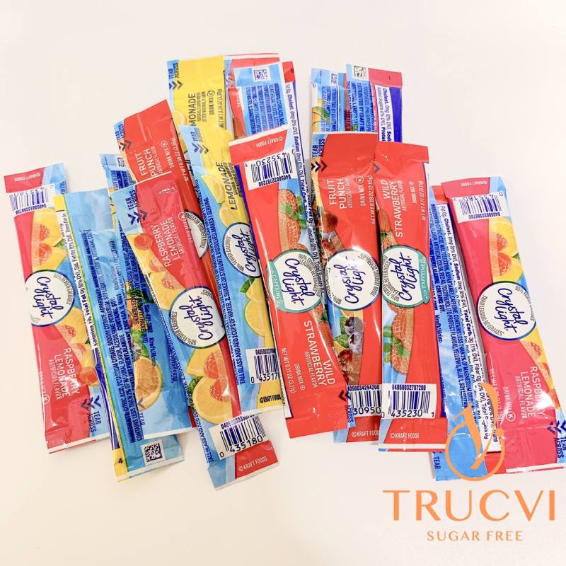 Bột trái cây pha nước không đường Crystal Light on the go drink mix( keto eat clean ăn kiêng)