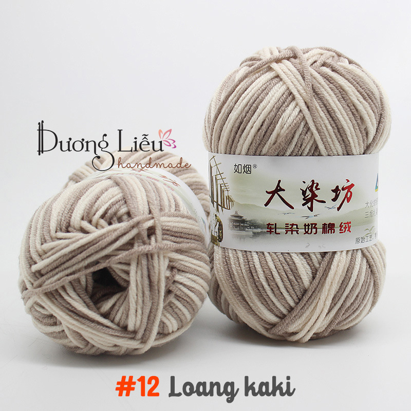 Len Milk Cotton màu loang cuộn 50g