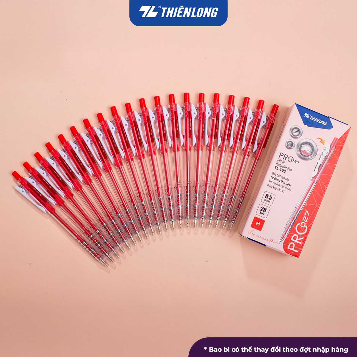 Combo 5/10/20 Bút bi Thiên Long PRO 027 ngòi cao cấp 0.5mm thân bút màu pastel thời trang tự động th