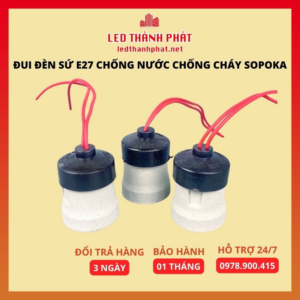 Đui đèn sứ E27 chống nước chống cháy sopoka