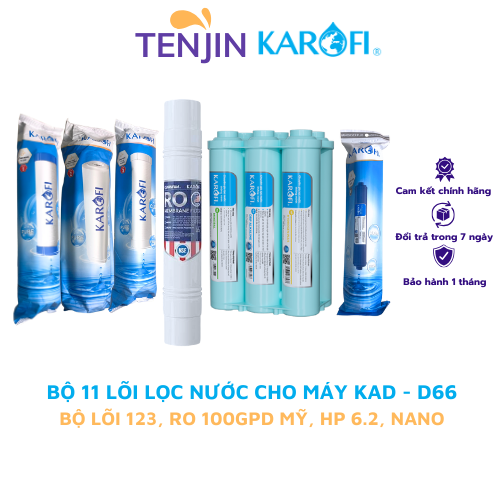 Trọn bộ 11 lõi Karofi bộ lọc thô 123 màng RO 100GPD Mỹ và cụm chức năng hiệu suất cao HP6.2 lõi lọc 