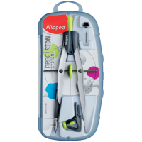 MAPED - Hộp Compa kim loại Precision set 3 (Compa chì gỗ ruột chì) (vẽ vòng tròn 30cm)