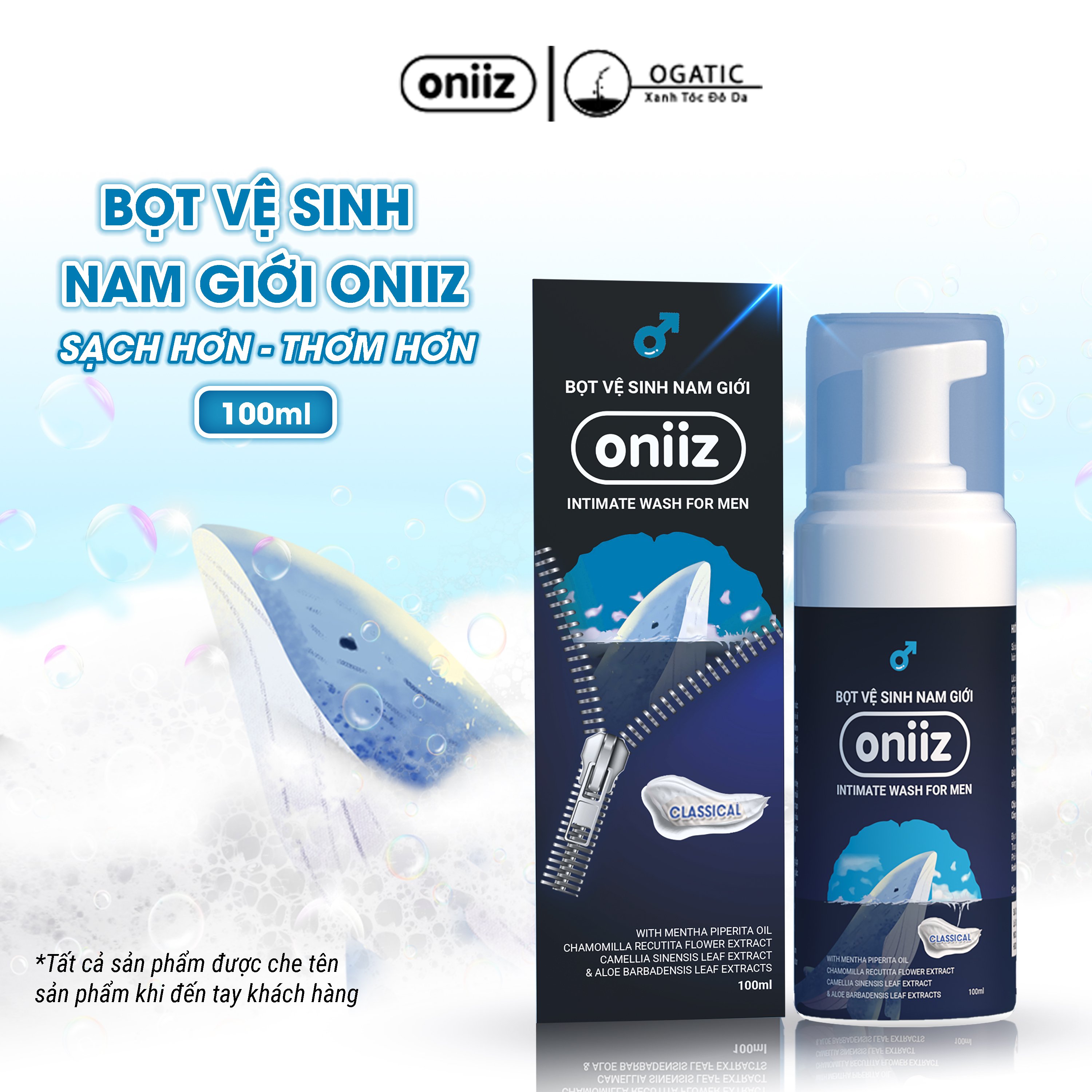 Bọt Vệ Sinh Nam Giới Oniiz - Dung Dịch Vệ Sinh Nam Tạo Bọt (Hương Cổ Điển) 100Ml (Công Thức Tạo Bọt Độc Quyền)