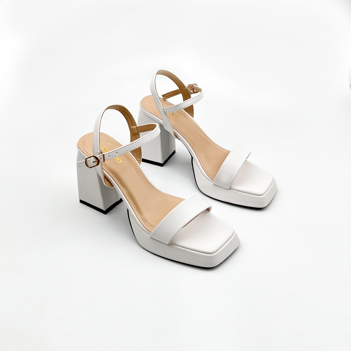 Giày Sandal Nữ Cao Gót Đế Vuông 9 Phân Guốc Nữ Đế Đúp Quai Ngang 9cm Thanh Lịch NUDDO N929