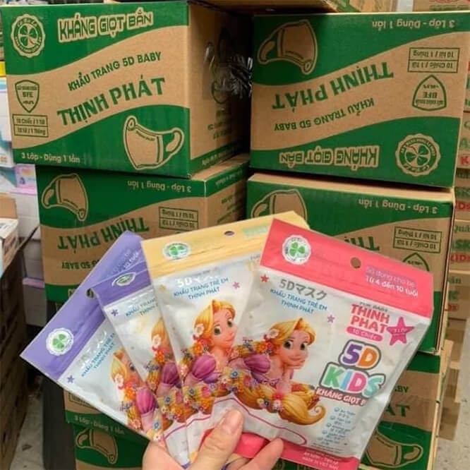 Combo 50 Khẩu Trang Trẻ Em 5D Thịnh Phát Bé 5 Tới 12 Tuổi Cao Cấp Cho Bé Hàng Công Ty