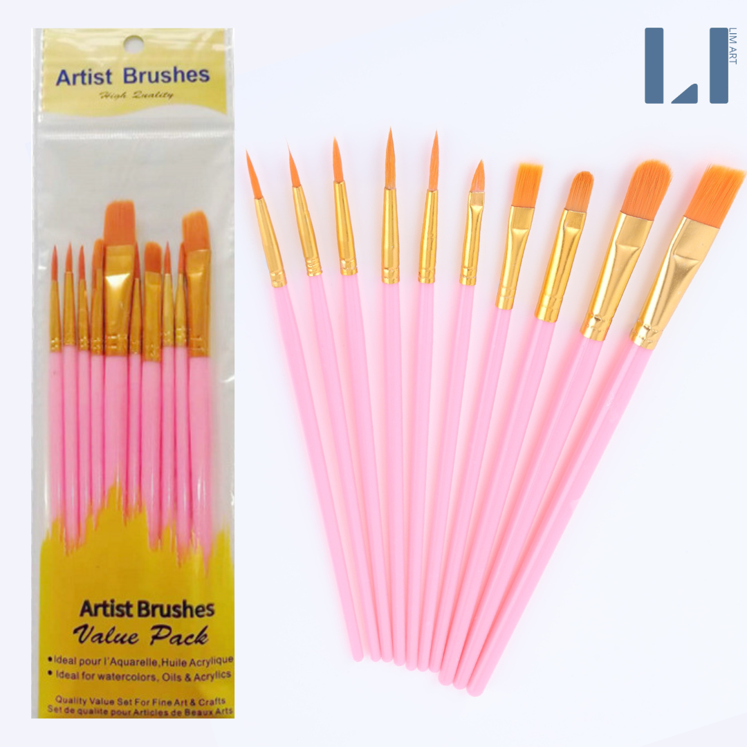 Bộ 10 cọ vẽ chuyên dụng vẽ màu nước màu acrylic tô tranh số hoá - Bộ cọ vẽ tiện dụng với nhiều kích cỡ