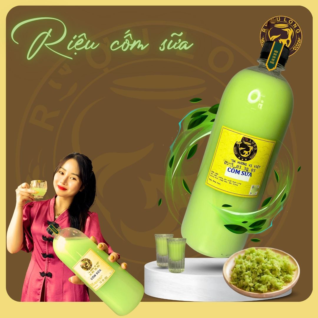 Rượu cốm sữa non chai thủy tinh làm quà tặng
