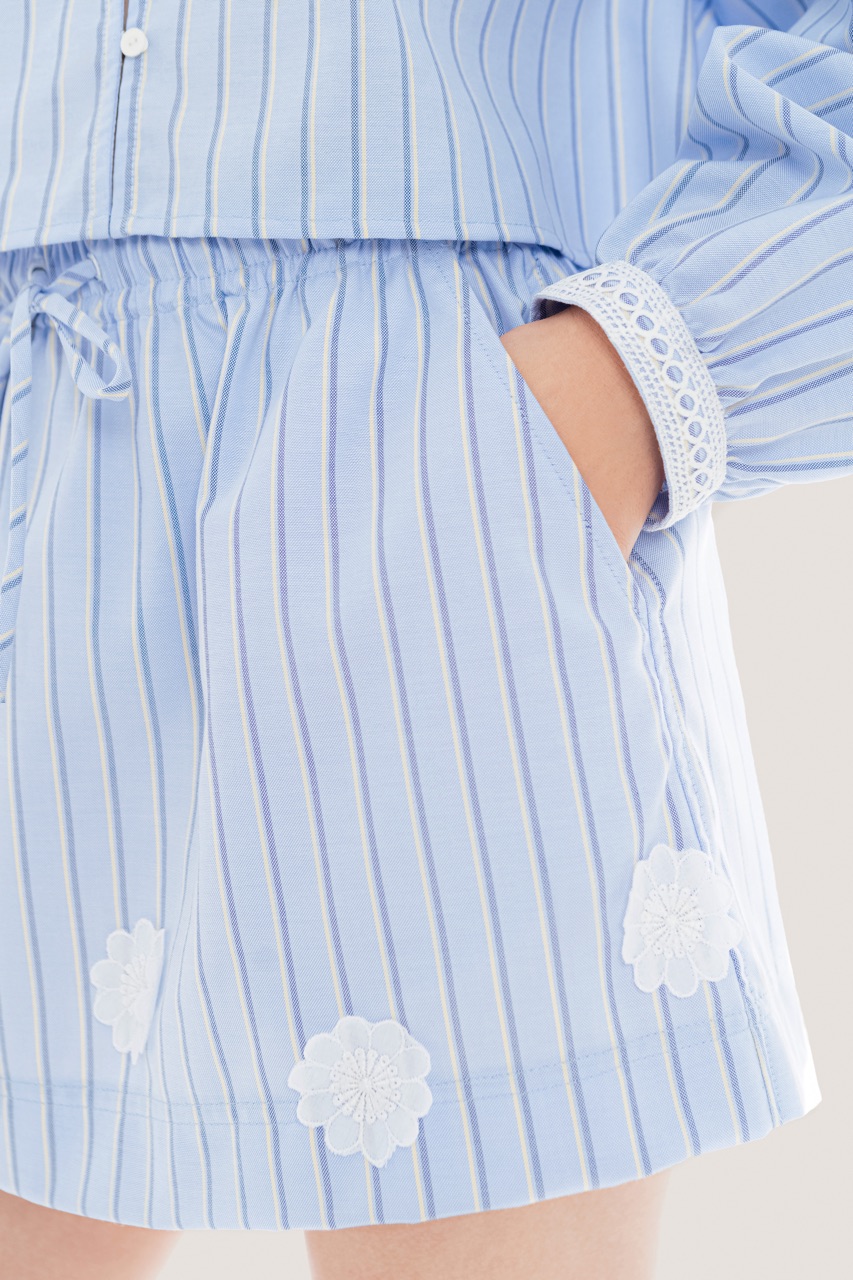 Váy cotton - Màu xanh dương nhạt/Hoa - Kids | H&M VN