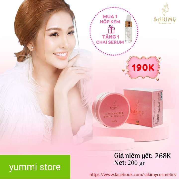 Kem dưỡng trắng da body SAKIMY tặng 1 serum  kích trắng Sakimy (Chính hãng)