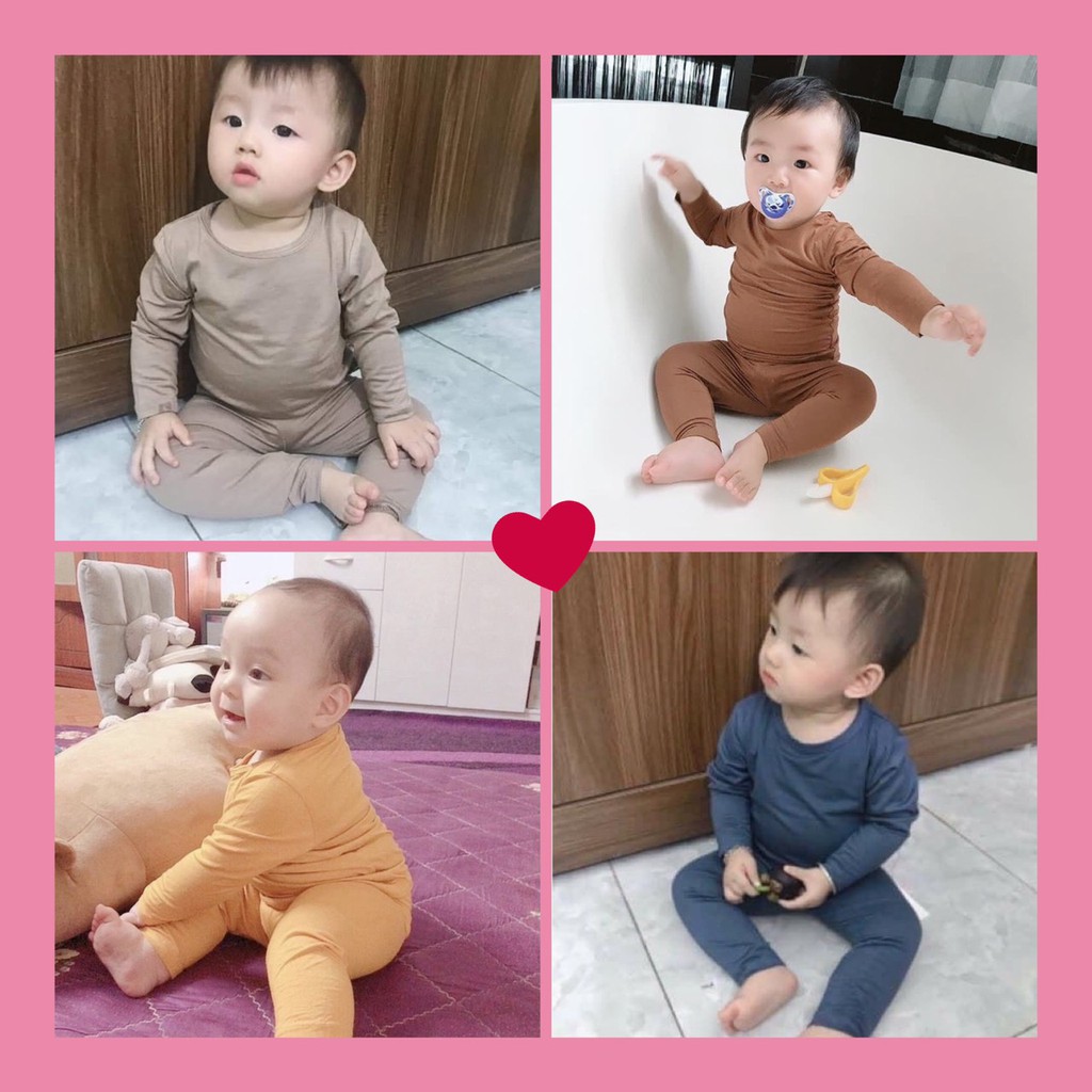 Bộ Dài Tay Cho Bé FREE SHIP Bộ quần áo thu đông Minky Mom thun lạnh dài tay cho bé trai bé gái trơn Chất Thun Lạnh