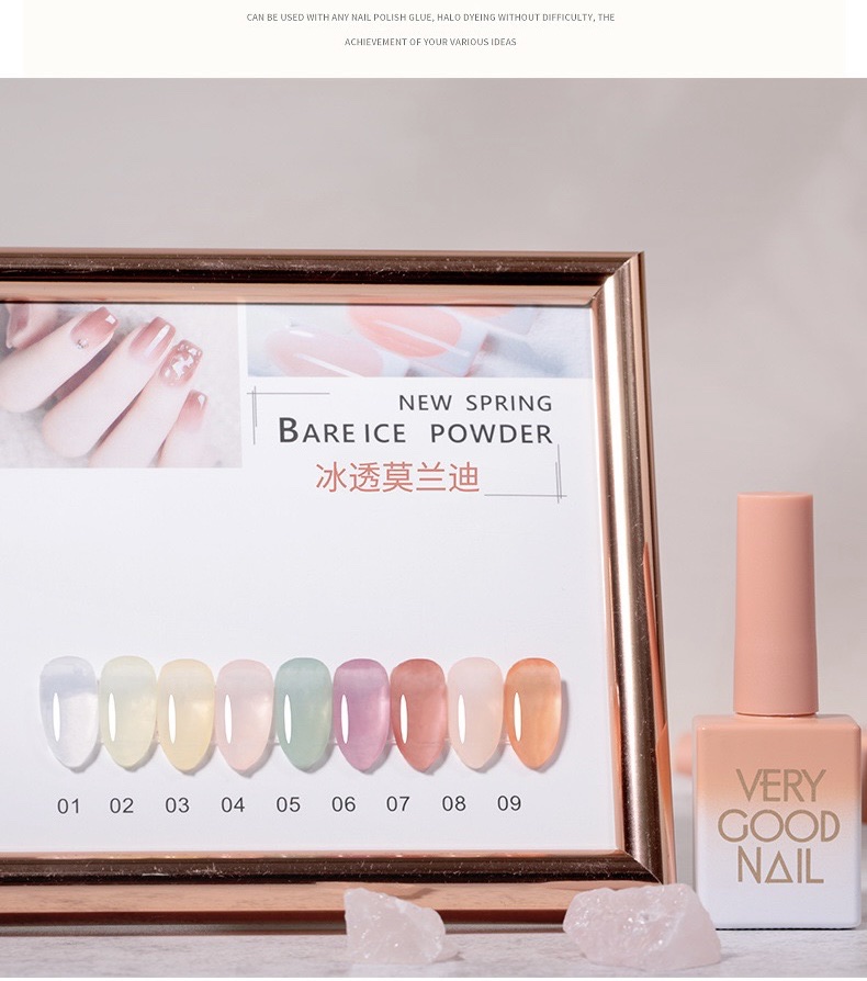 Set 9 chai sơn thạch Very Good Nail chính hãng tone Hàn (kèm bảng màu)