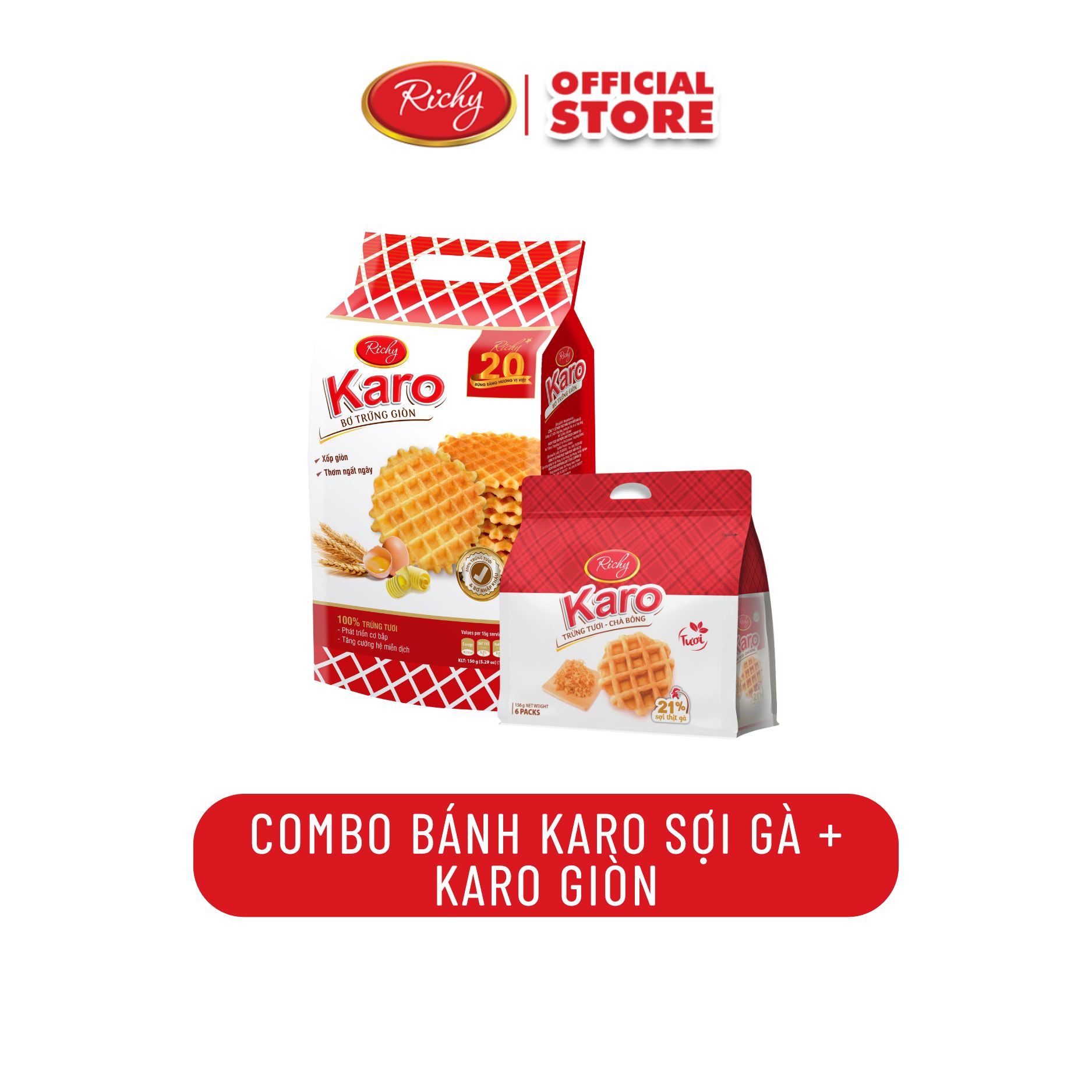 Combo bánh Karo sợi gà- Karo giòn thơm ngon - bánh kẹo Richy