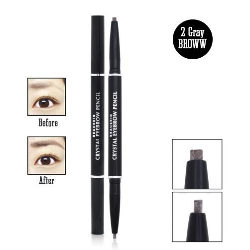 Chì Kẻ Mày 2 Đầu Tiện Lợi Beauskin Eyebrow Crystal Eyebrow Pencil #02 (Màu Nâu)