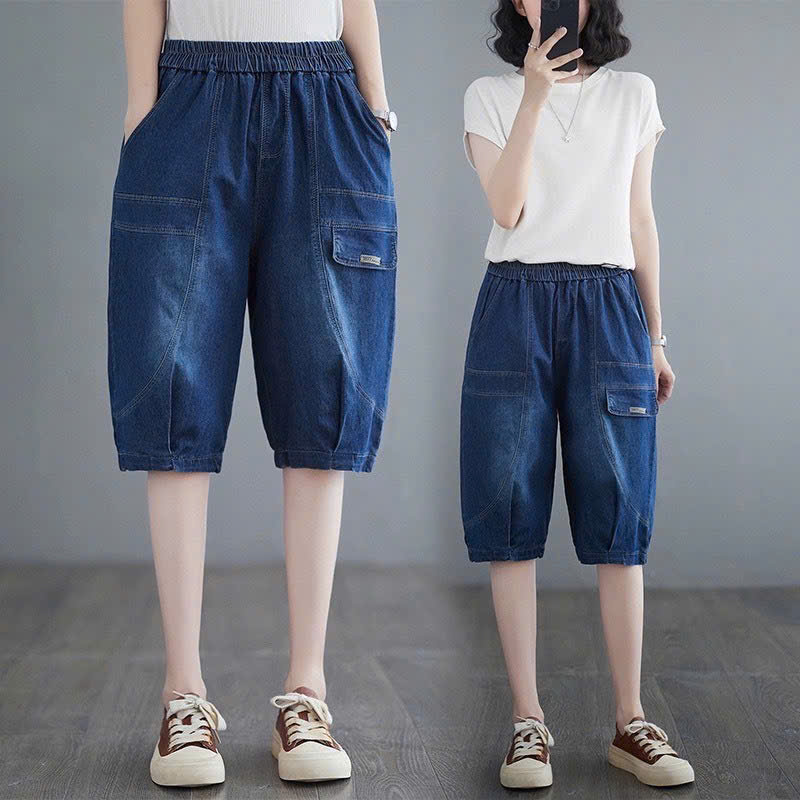 Quần Ngố Bò Giấy Mềm Lưng Thun Cho Nữ [M15]