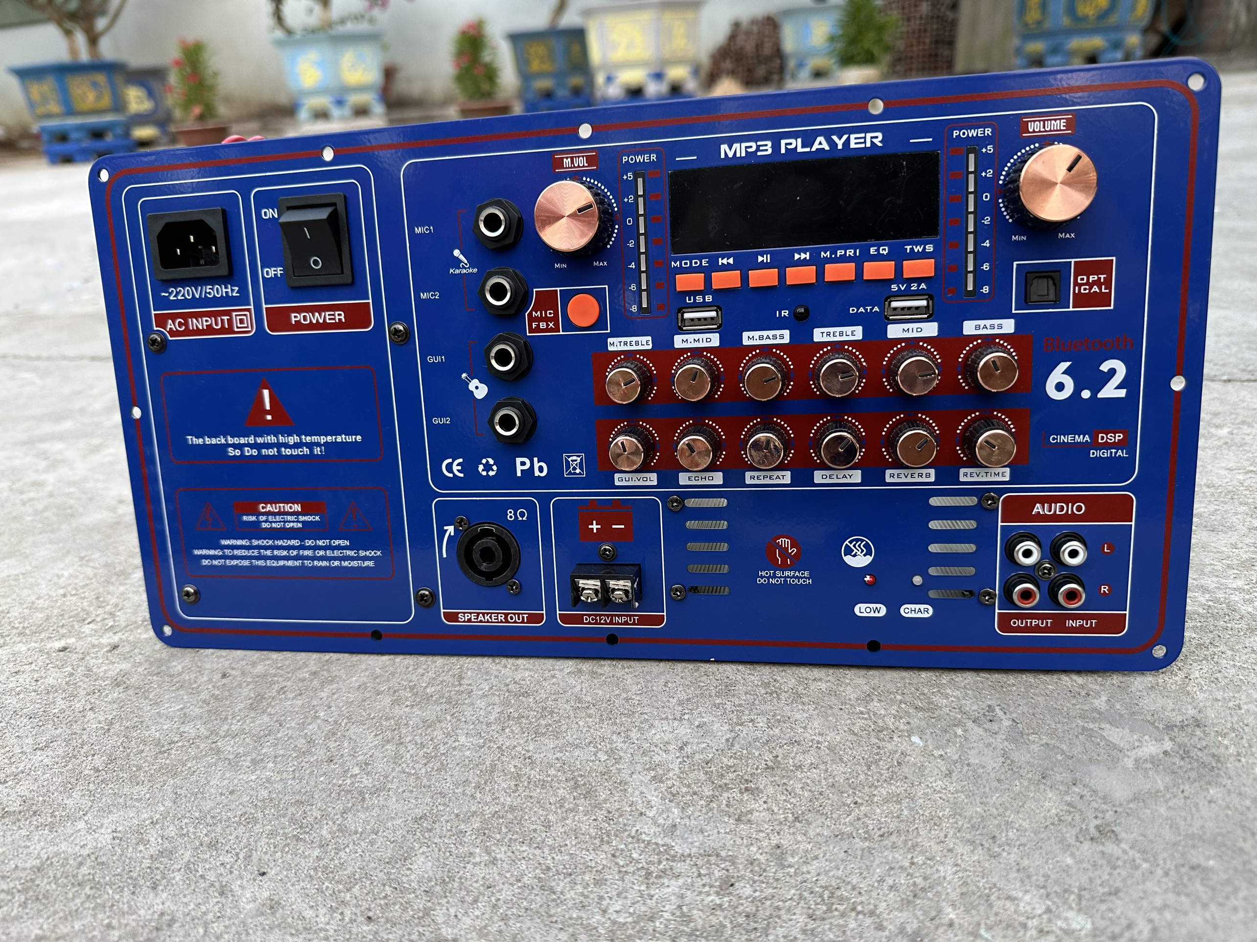 Mạch Pre Loa Kéo chống hú 3 cấp nhôm dài echo reverb DSP
