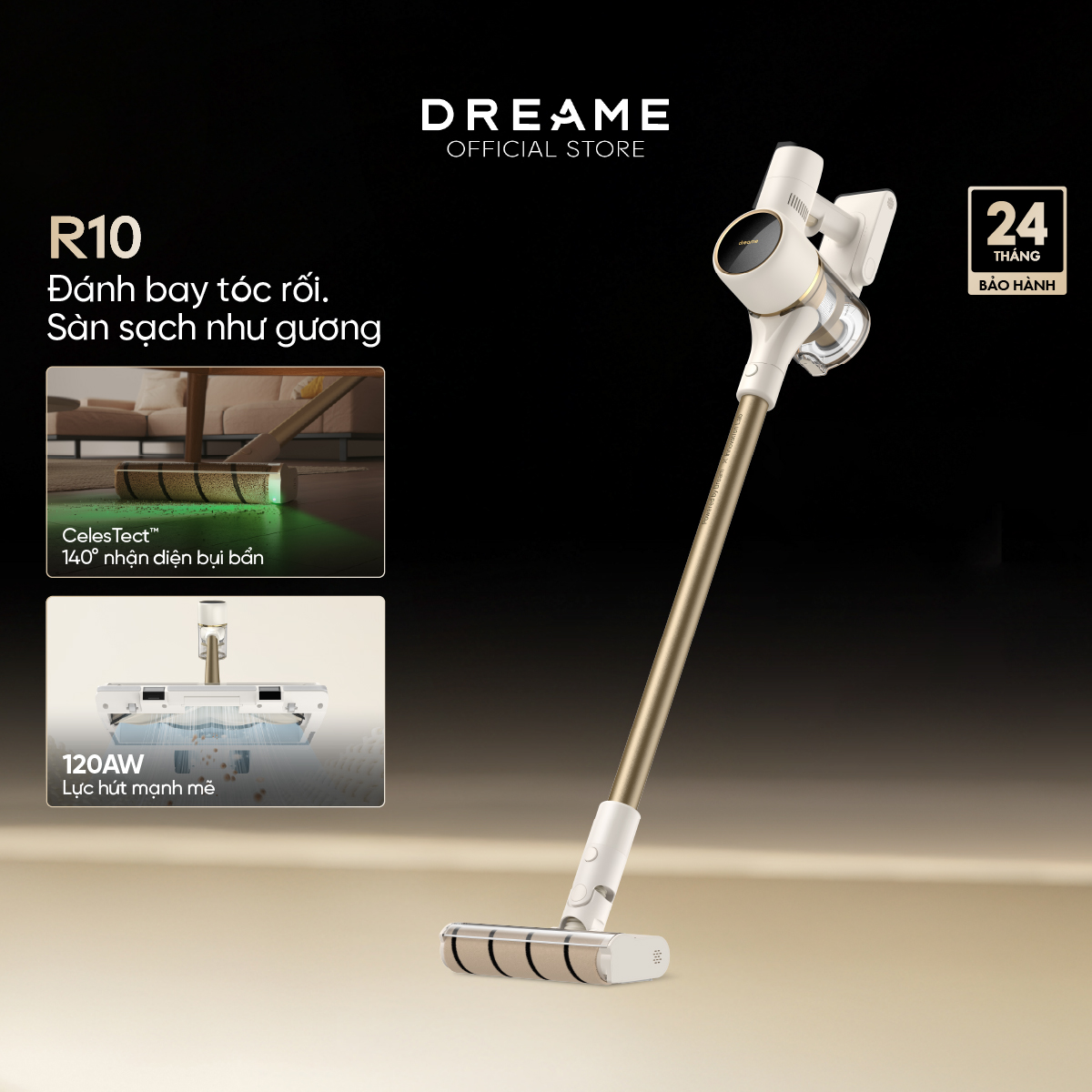 Máy hút bụi cầm tay không dây thông minh Dreame R10/R10 Pro - Bản Quốc Tế - Bảo hành 24 Tháng