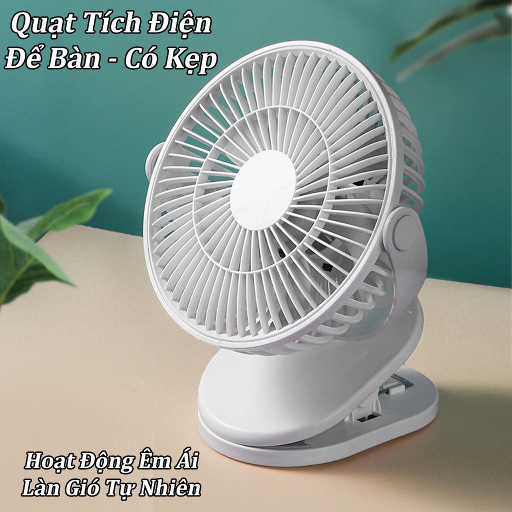 Quạt kẹp bàn sạc điện kiêm đèn ngủ cao cấp tiện hơn quạt đeo/treo cổ mini quạt sạc tích điện cầm tay