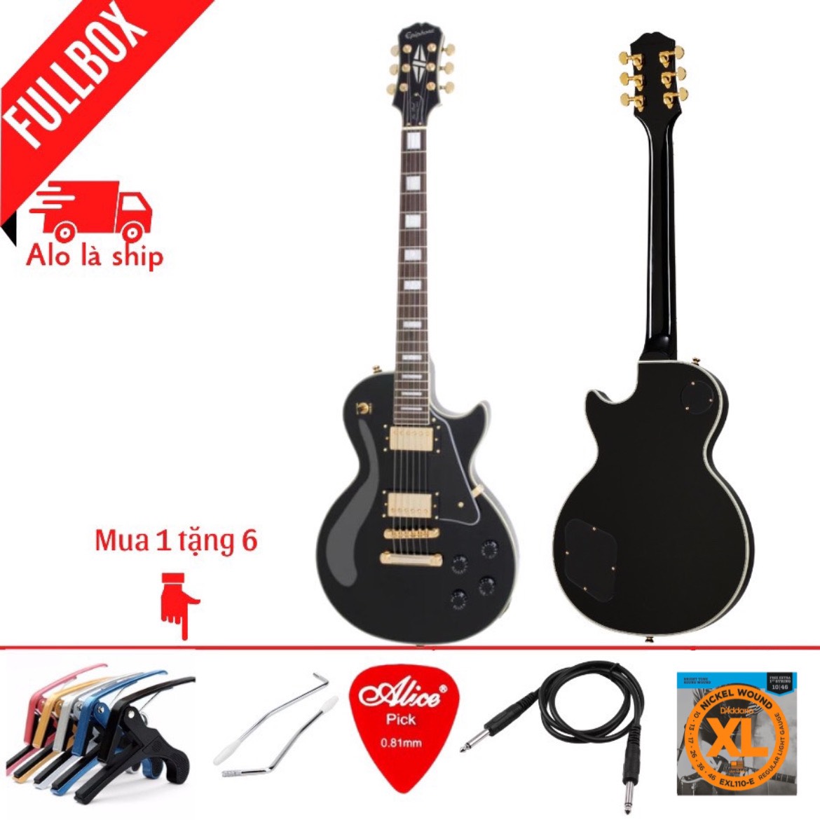 Đàn Guitar Điện Epiphone Limited Edition Les Paul Custom Pro Kèm Cần Nhúng + Phụ Kiện YN25