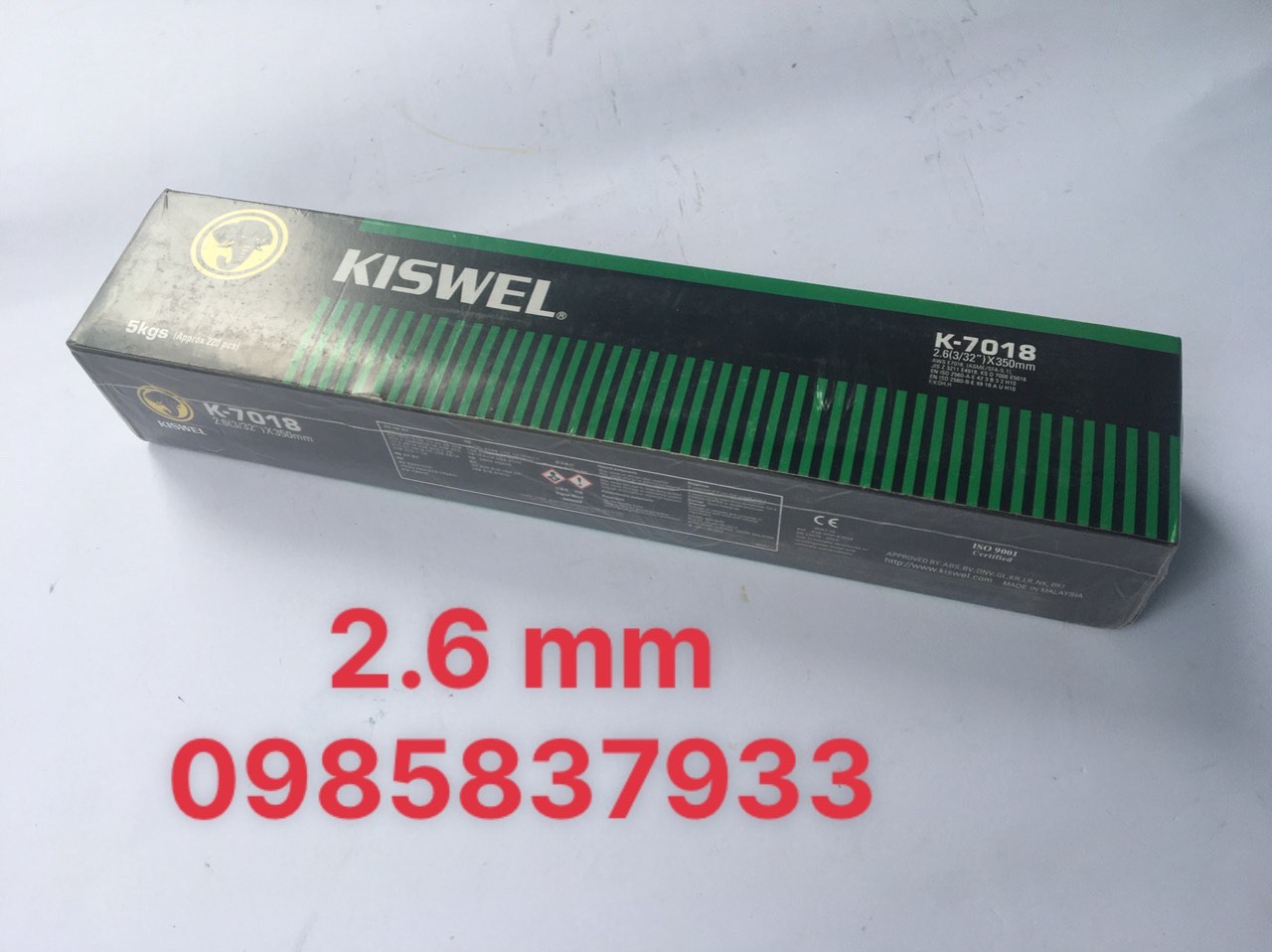 Que hàn 2.6 mm chịu lực Kiswel K-7018 tiêu chuẩn thế giới với độ bền và độ ngấu cao để hàn các loại 