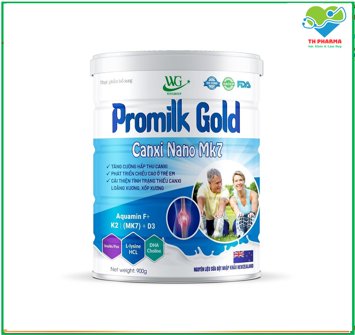 Hộp 900g Sữa Promilk Gold Canxi Nano Mk7 Tăng Cường Hấp Thụ Canxi Phát Triển Chiều Cao Ở Trẻ Em Cải Thiện Tình Trạng Thiếu Canxi Loãng Xương  Xốp Xương- TH PHARMA
