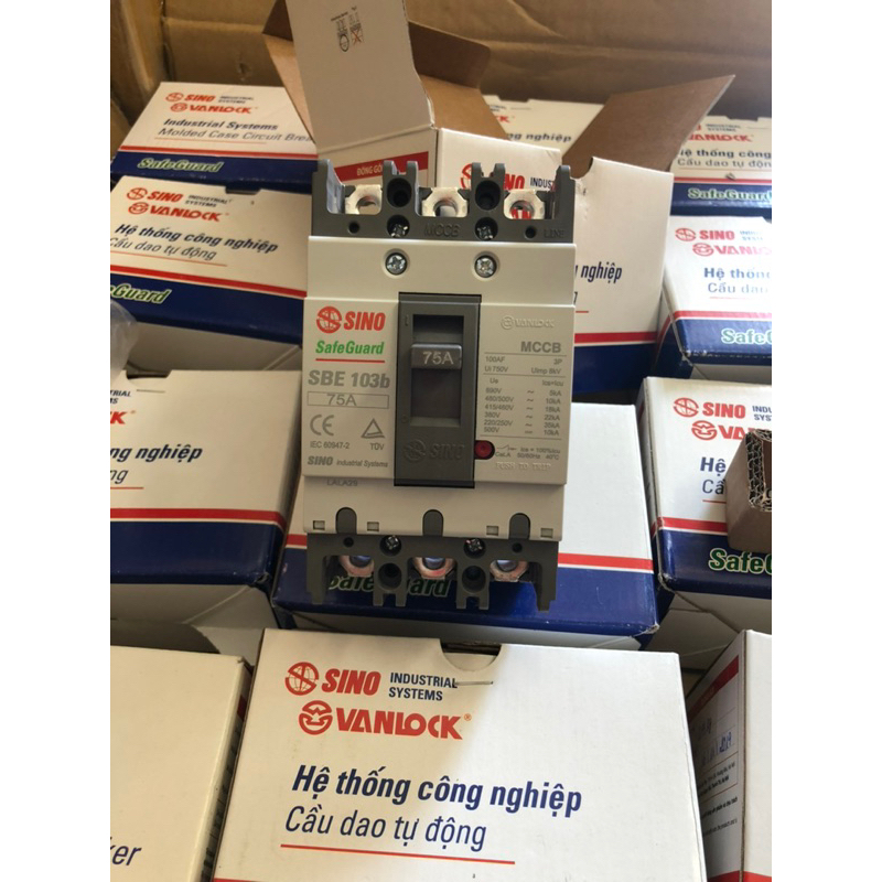 Aptomat khối MCCB Sino 3P 75A - 100A mã SBE103b