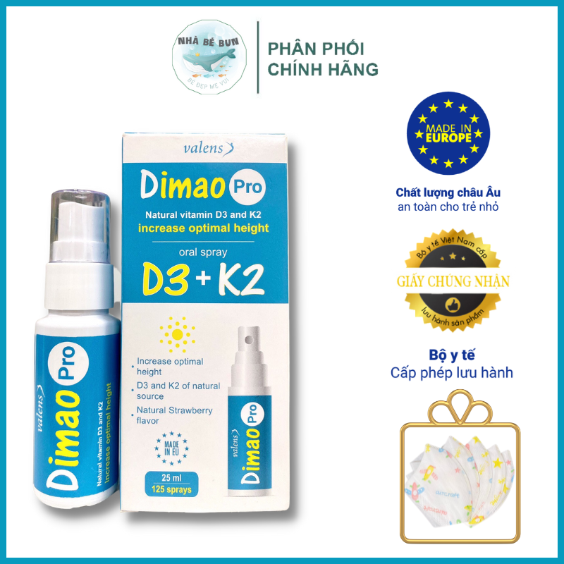 (Chính Hãng) Dimao Pro D3K2 - Bổ Sung Vitamin D3 K2 Dạng Xịt Tăng Chiều Cao Cho Bé