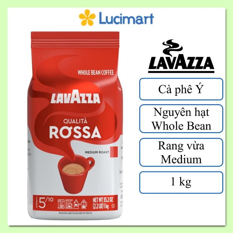 Cà phê Ý nguyên hạt Lavazza Whole Bean Coffee Arabica and Robusta gói 1kg [Hàng Mỹ]
