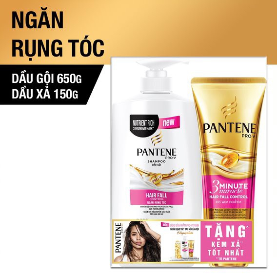 Dầu Gội Pantene Ngăn Rụng Tóc 650G Tặng Kèm Dầu Xả