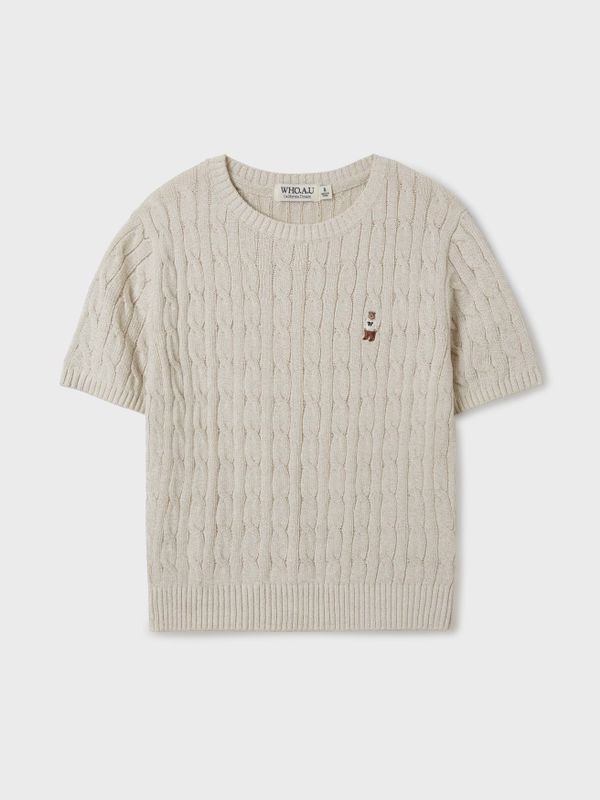 WHOAU Áo Len Steve Round neck Melange Cable Sweater_WHKAF2401F