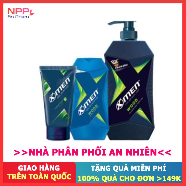 Combo Dầu Gội Nước Hoa X - Men Wood 650G + Sữa Tắm 180G + Gel Cứng Tóc 150G - Npp An Nhiên