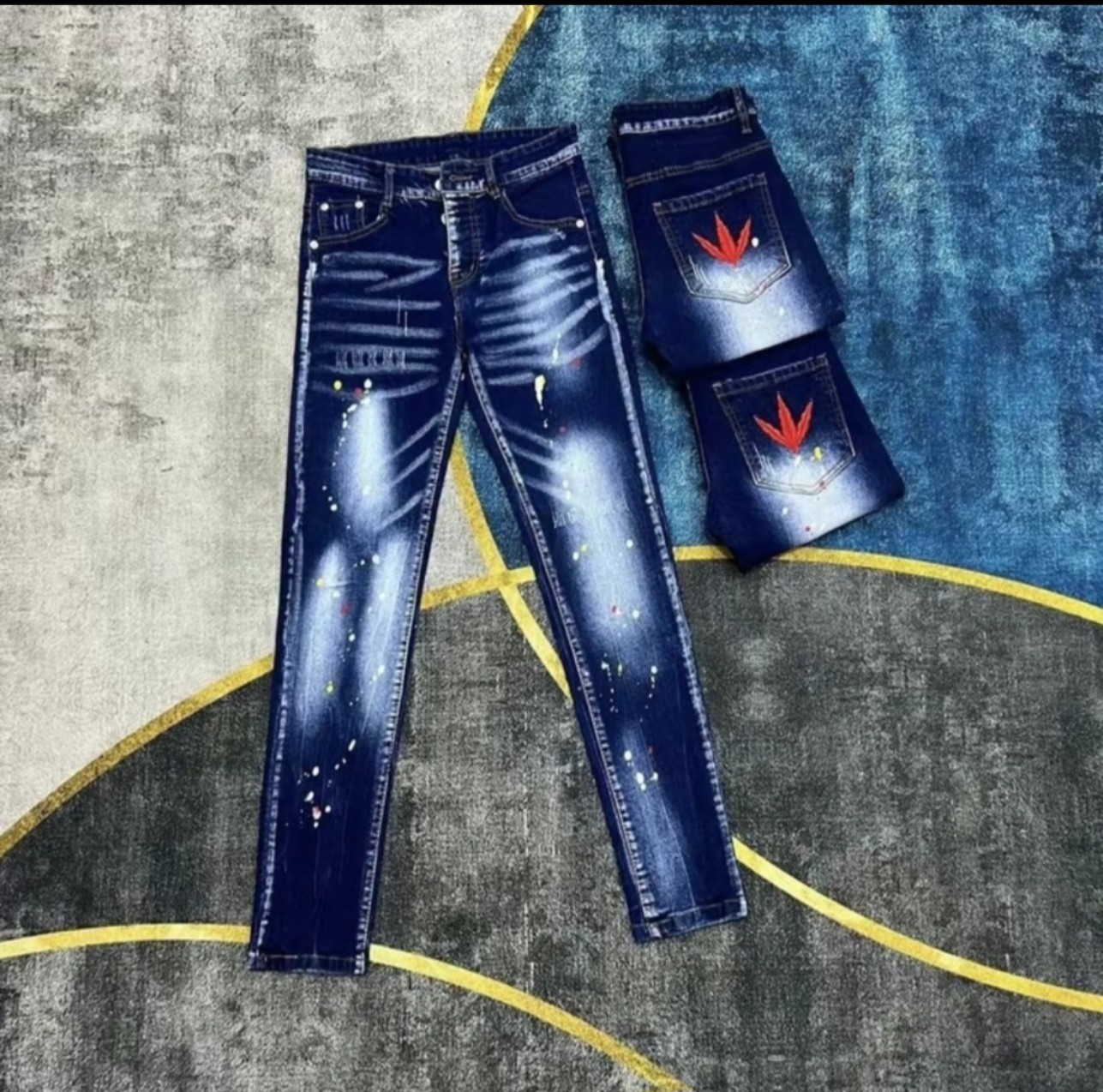 Quần jean nam xanh thêu la phong boy phố  chất vải bò dày co giãn mẫu mới nhất giá rẻ hót trend_SHOP